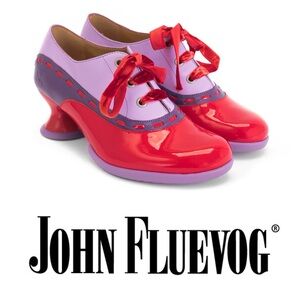 BRAND NEW - John Fluevog Enneagram
Ribbon Lace-Up Shoe - Size 7
Red/Purple/Pink
